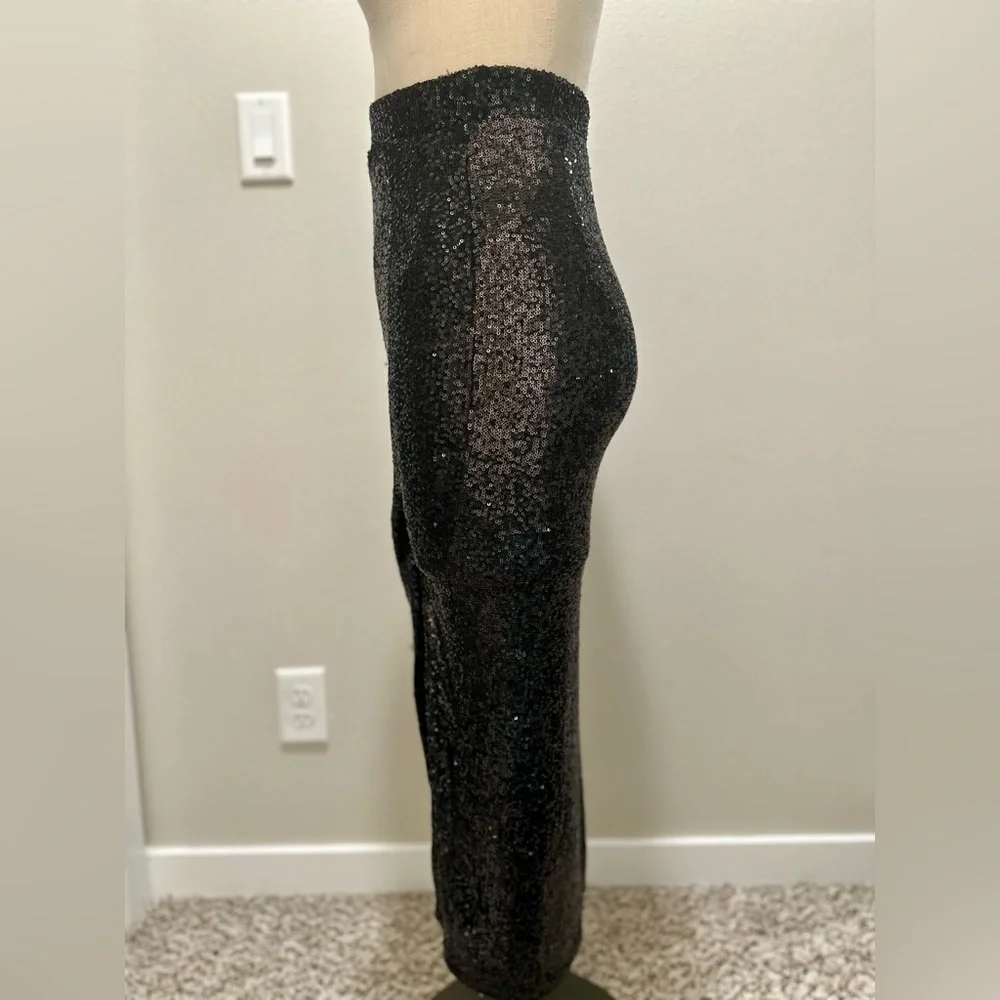 High Waisted Black Sequin Skirt